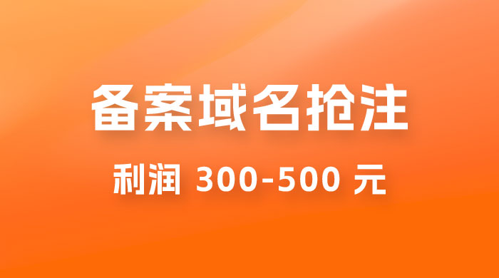 仅揭秘：备案域名抢注，一单利润 300-500 元，需求量大 - 阿泽资源网