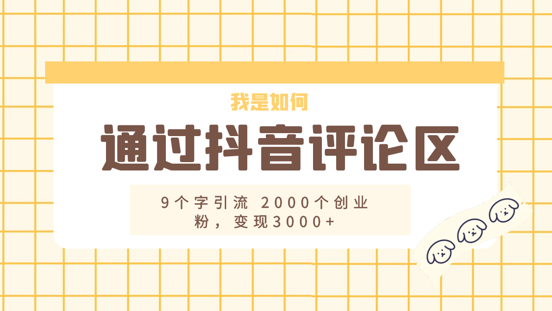 我是如何通过抖音评论区，9 个字引流 2000 个创业粉，变现 3000+ - 阿泽资源网