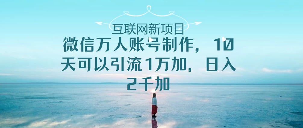 微信万人账号，10天可以引流1W+ 日入2千+ - 阿泽资源网