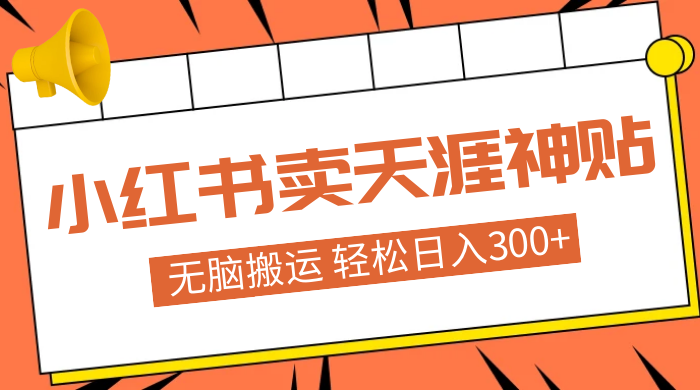 蓝海项目，小红书卖天涯神贴，无脑搬运，一部手机轻松日入300+ - 阿泽资源网