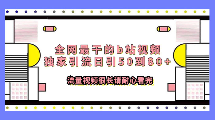 全网最干的 B 站视频独家引流，日引 50~80+ 流量 - 阿泽资源网