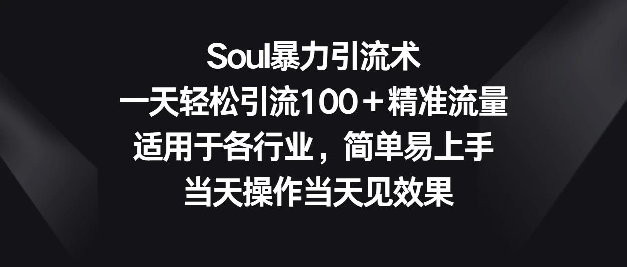 Soul暴力引流术，一天轻松引流100＋精准流量，适用于各行业，简单易上手 当天操作当天见效果 - 阿泽资源网