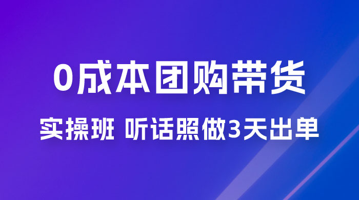 点金手 0 成本团购带货实操班，听话照做 3 天出单 - 阿泽资源网