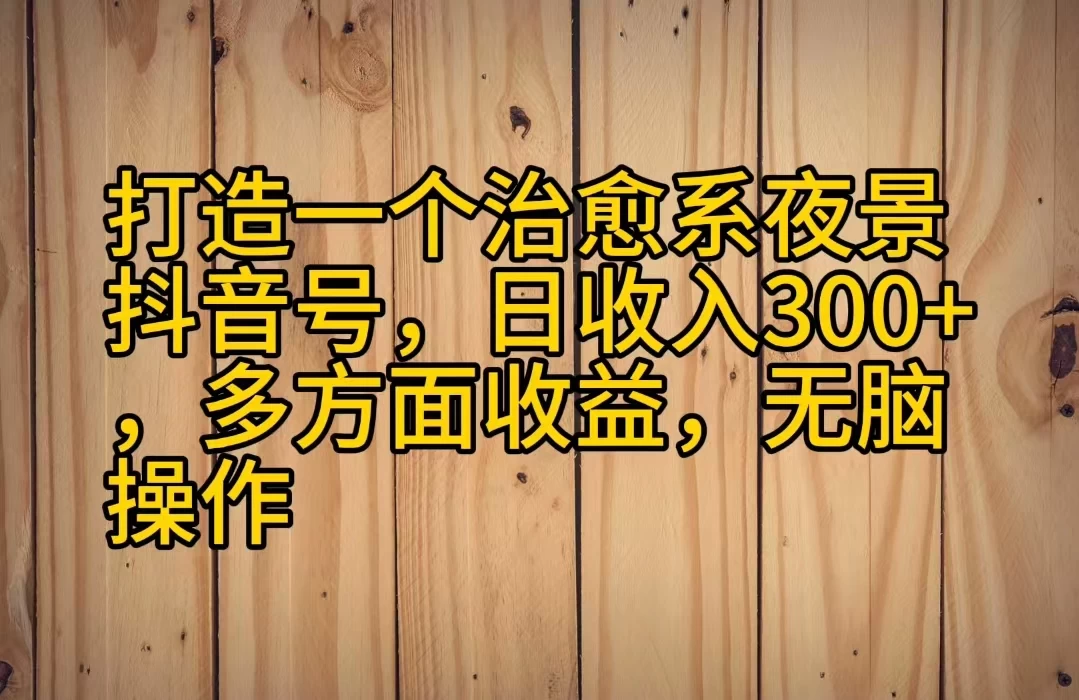 打造一个治愈系夜景抖音号，日收入300+，多方面收益，无脑操作 - 阿泽资源网