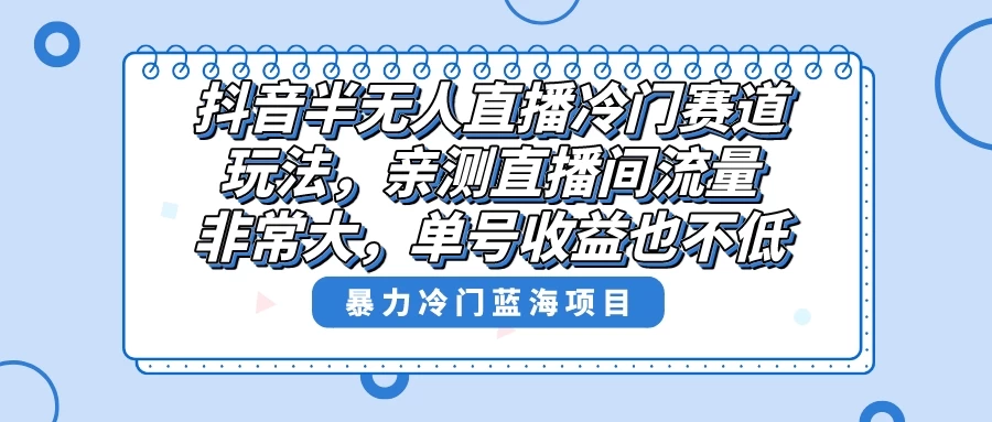 抖音半无人直播冷门赛道玩法，直播间流量非常大，单号收益也不低！ - 阿泽资源网