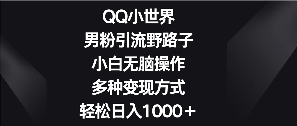 QQ小世界男粉引流野路子,小白无脑操作,多种变现方式轻松日入1000+ - 阿泽资源网