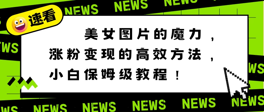 美女图片的魔力，涨粉变现的高效方法，小白保姆级教程！ - 阿泽资源网