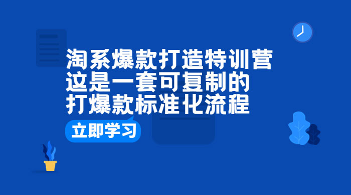 淘系爆款打造特训营：这是一套可复制的打爆款标准化流程 - 阿泽资源网