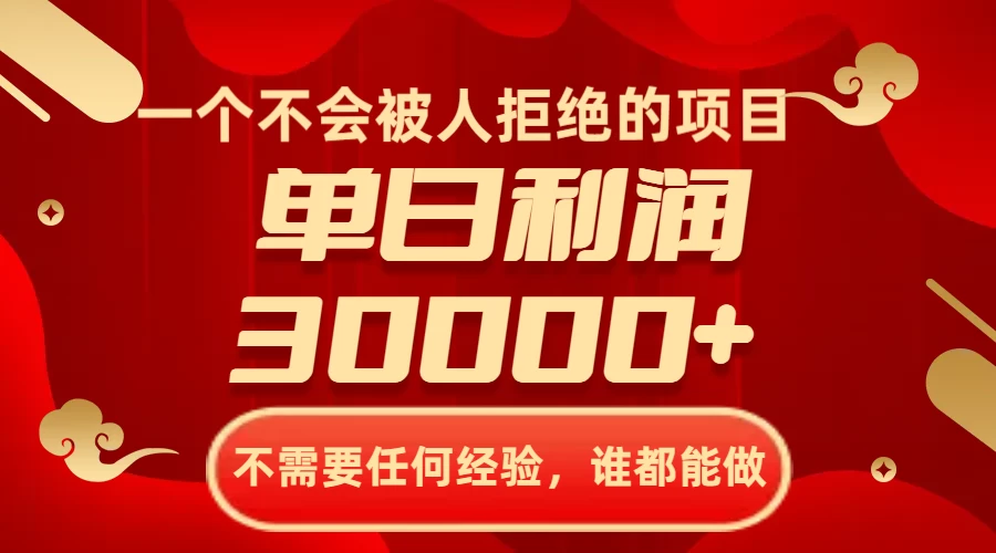 一个不会被人拒绝的项目，不需要任何经验，谁都能做，单日利润30000+ - 阿泽资源网