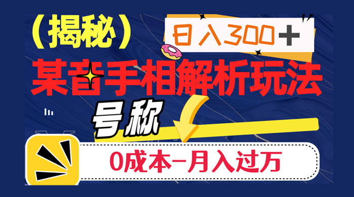 抖音手相解析玩法，聊聊天日入 300+，号称 0 成本月入过万 - 阿泽资源网
