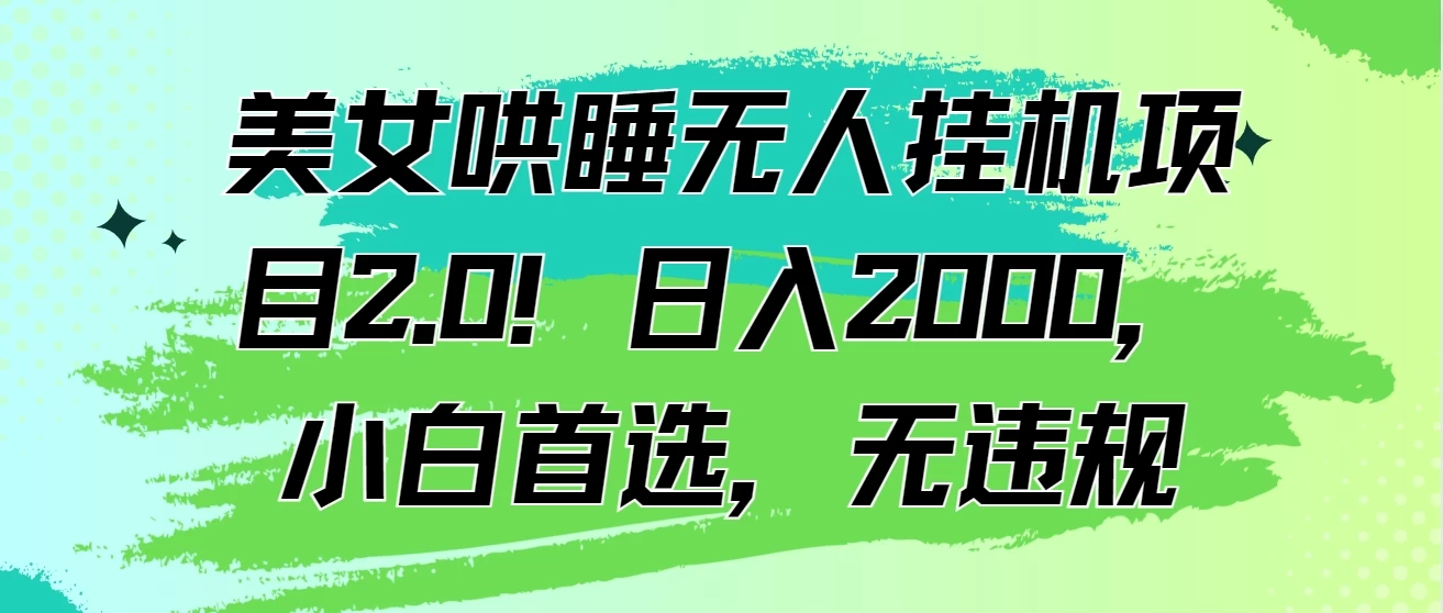 美女哄睡无人挂机项目2.0！日入2000，小白首选，无违规 - 阿泽资源网