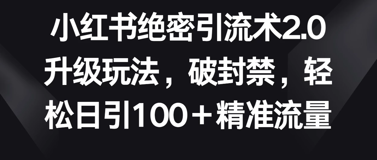 小红书绝密引流术2.0升级玩法，破封禁，轻松日引100＋精准流量 - 阿泽资源网