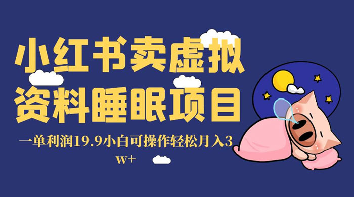 小红书卖虚拟资料睡眠项目，一单利润 19.9 小白可操作轻松月入 3w+ - 阿泽资源网