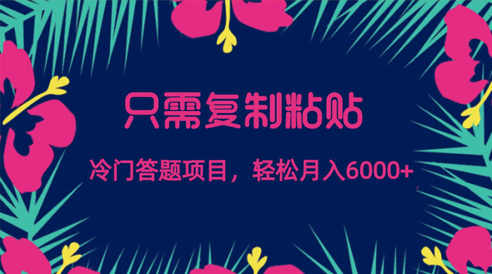 只需复制粘贴,冷门答题项目,轻松月入 6000 - 阿泽资源网