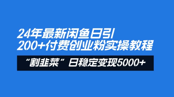 24 年最新闲鱼日引 200+ 付费创业粉，割韭菜每天 5000+ 收益实操教程！ - 阿泽资源网