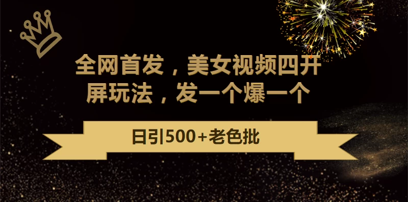 最新成人引流玩法,美女视频四开屏玩法,发一个爆一个,日引流500+精准 - 阿泽资源网
