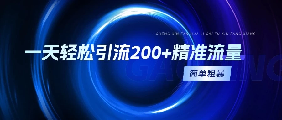 一天轻松引流200+精准流量，适合各行各业，一看就懂，简单粗暴 - 阿泽资源网