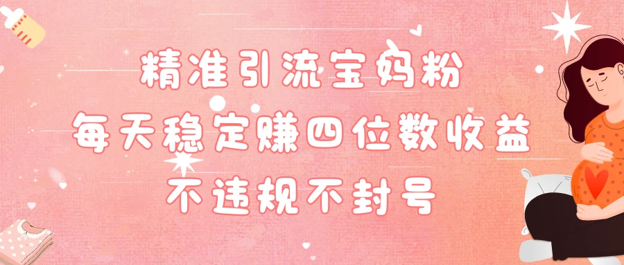 精准引流宝妈粉每天稳定赚四位数收益小白可以操作 - 阿泽资源网
