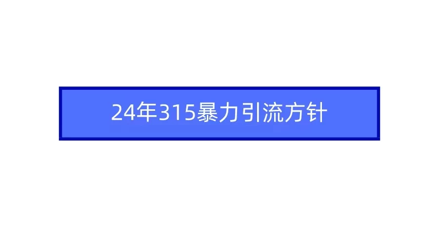 24年315暴力引流方针 爆款筛选让你快速热门+变现 - 阿泽资源网