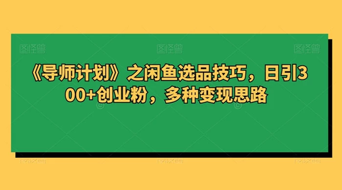 闲鱼选品技巧，日引 300+ 创业粉，多种变现思路 - 阿泽资源网