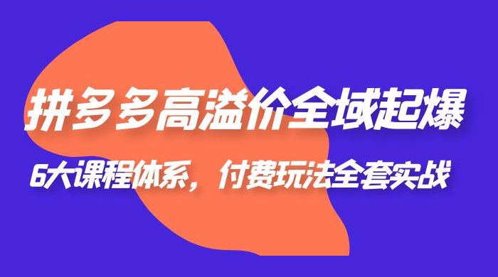 拼多多高溢价全域起爆：6 大课程体系，付费玩法全套实战 - 阿泽资源网