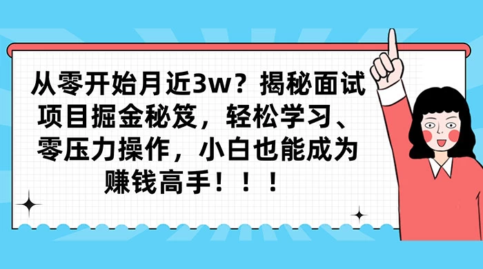 从零开始月入近3w？揭秘面试项目掘金秘笈，轻松学习、零压力操作，小白也能成为赚钱高手 - 阿泽资源网