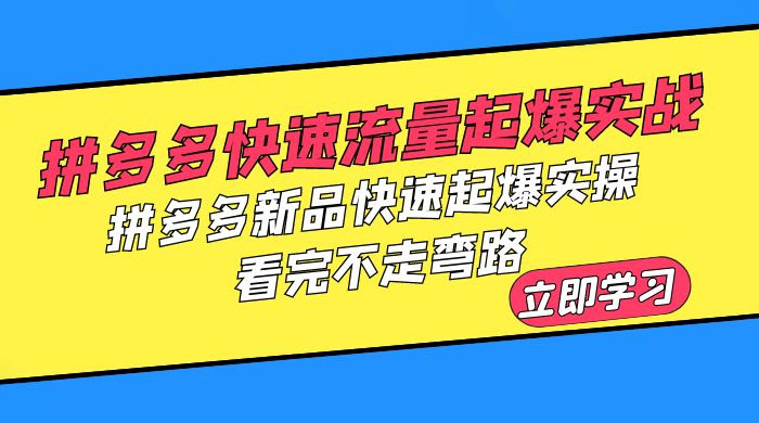 拼多多 · 快速流量起爆实战：拼多多新品快速起爆实操，看完不走弯路 - 阿泽资源网