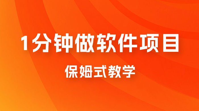 1 分钟做软件项目。有人靠这个已经赚 10W。保姆式教学，外面收费 3980 - 阿泽资源网