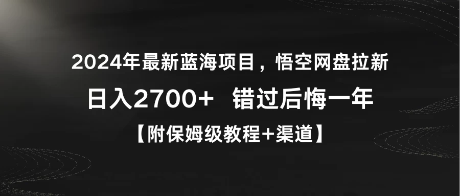 2024年最新蓝海项目，悟空网盘拉新，日入2700+错过后悔一年【附保姆级教程+渠道】 - 阿泽资源网