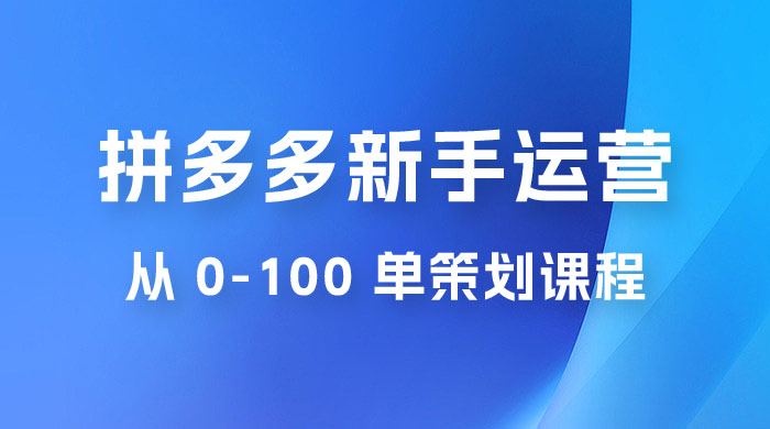 拼多多新手运营从 0-100 单策划课程，从零起步到爆单详细教程 - 阿泽资源网