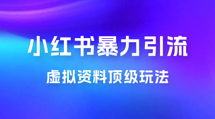 虚拟资料顶级玩法，小红书暴力引流，喂饭级教程零成本，利润任你定 - 阿泽资源网