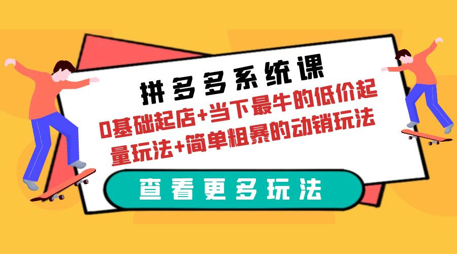 拼多多系统课：0 基础起店+当下最牛的低价起量玩法+简单粗暴的动销玩法 - 阿泽资源网