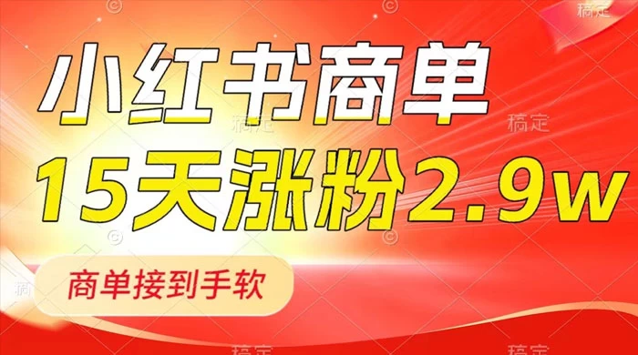 小红书商单最新玩法，新号 15 天 2.9w 粉，商单接到手软，1分钟一篇笔记 - 阿泽资源网