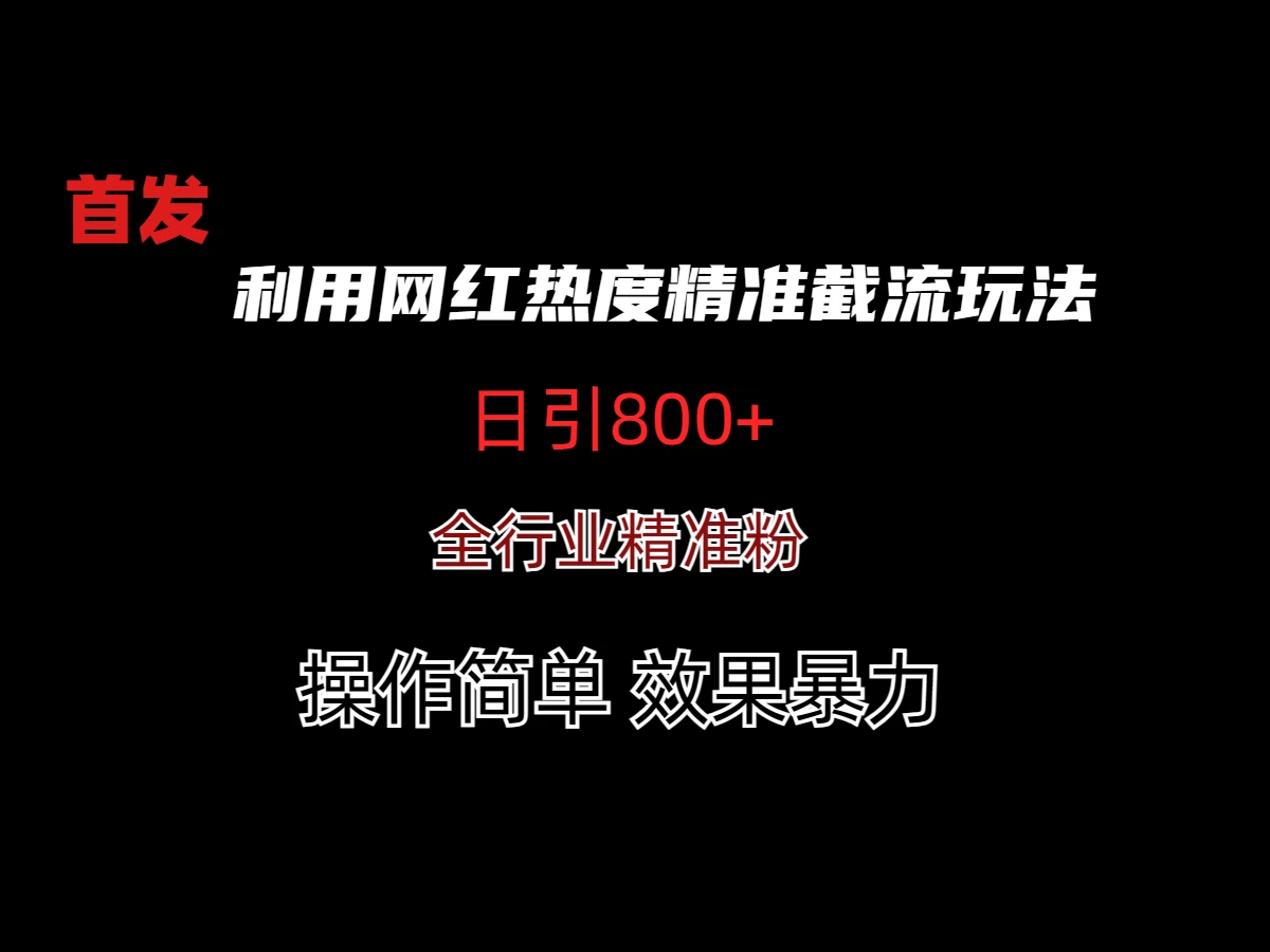 利用网红热度精准截流玩法(当日进粉800+) - 阿泽资源网