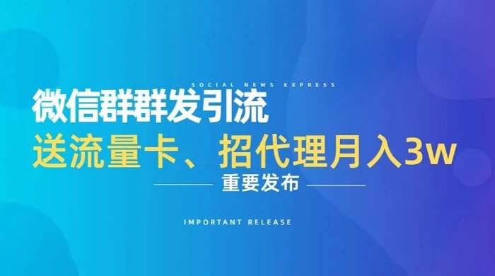 利用微信群卖流量卡,招代理,3 个月变现 11 万(附软件) - 阿泽资源网