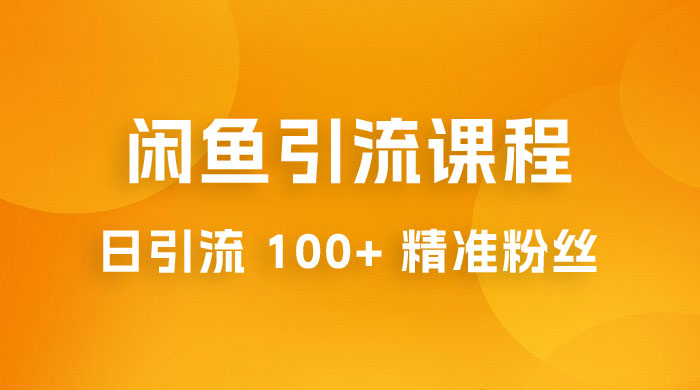 闲鱼引流课程：三个账号操作 20 分钟，日引流 100+ 精准粉丝 - 阿泽资源网
