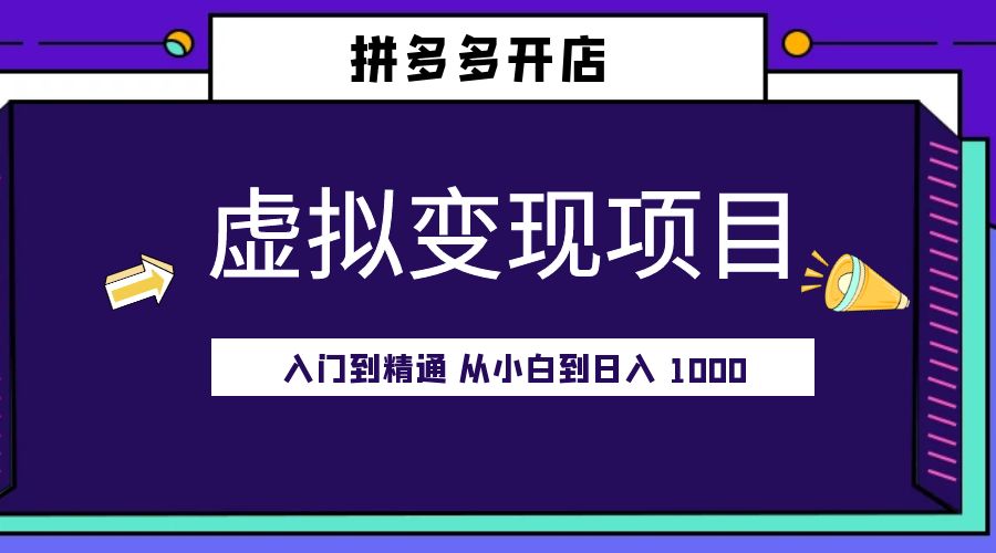 拼多多开店虚拟变现项目：入门到精通 从小白到日入 1000「完整版」 - 阿泽资源网