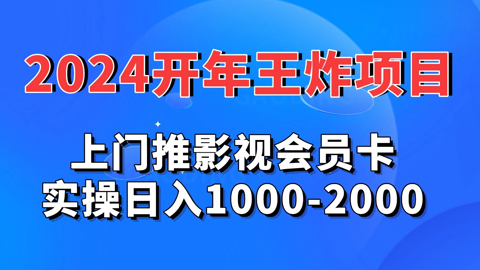 2024开年王炸项目:上门推影视会员卡实操日入1000-2000 - 阿泽资源网