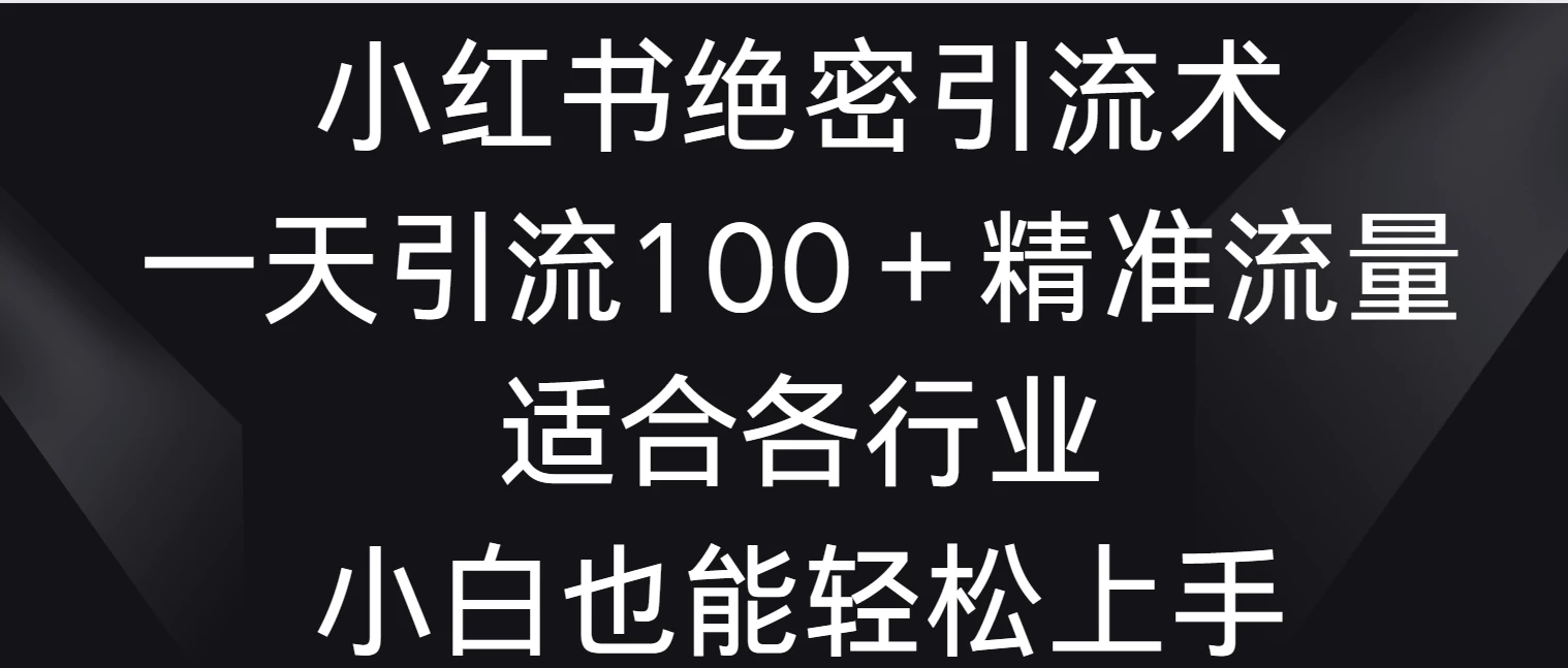 小红书绝密引流术，一天引流100＋精准流量，适合各个行业，小白也能轻松上手 - 阿泽资源网