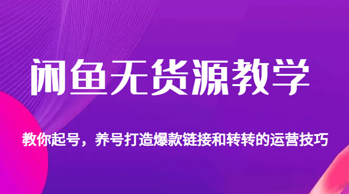闲鱼无货源电商教学：教你起号，养号打造爆款链接以及转转的运营技巧 - 阿泽资源网